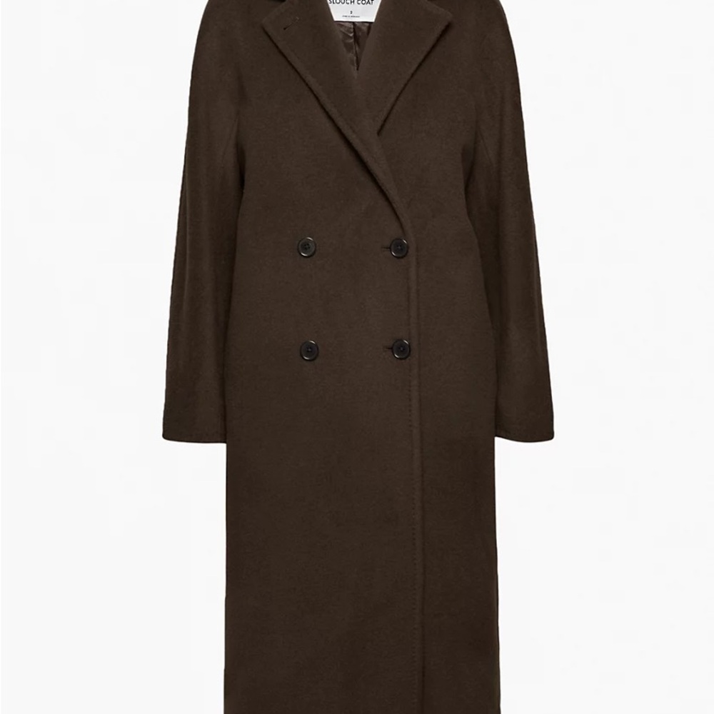 iso aritzia slouch coat burnt cedar